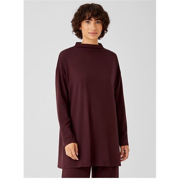 Eileen Fisher Sweaters - NWT NEW Eileen Fisher Funnel Neck Tunic Sweater Eggplant Purple Size Large